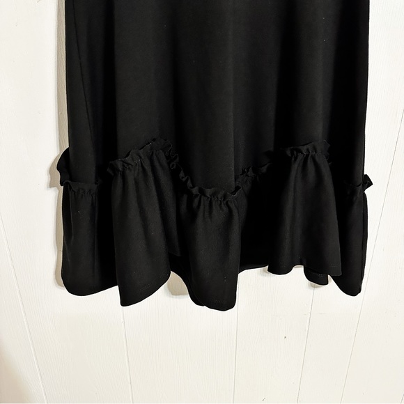 GAP Women's Black Fit and Flare 3/4 Sleeve Ruffled Tail Dress Size 10 - Picture 5 of 10